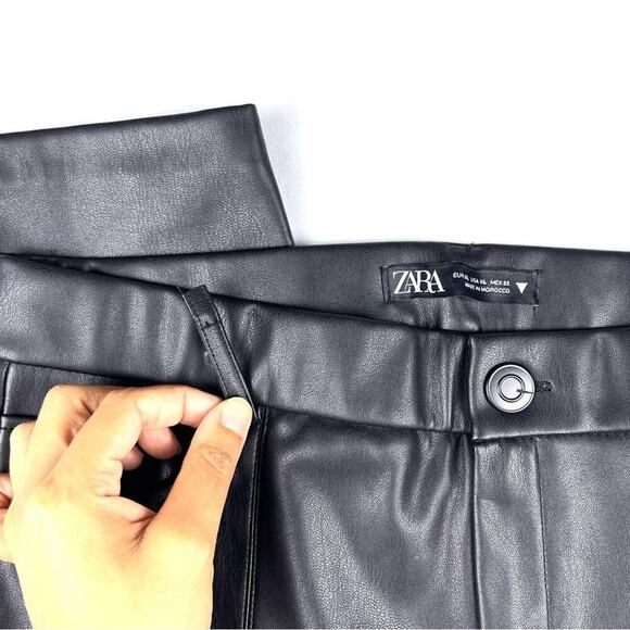 Zara Faux Leather High Rise Straight Leg Pants - Picture 6 of 6